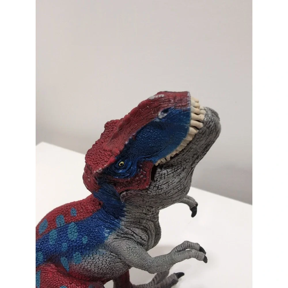 Schleich Tyrannosaurus Rex Dinosaur Figure T-Rex Red & Blue Used Movable Jaw